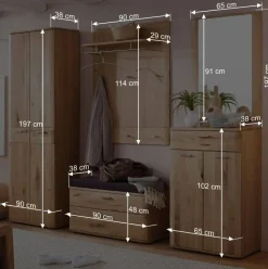 Flurmöbel Set in Eiche Bianco - Mabasa (fünfteilig)^Wohnen Outlet