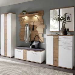 Flurmöbel Set in Weiß & Wildeiche - Symbrosia (fünfteilig)^Wohnen Best