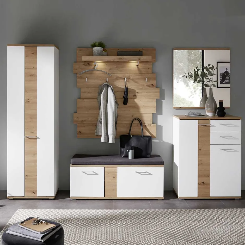Flurmöbel Set in Weiß & Wildeiche - Symbrosia (fünfteilig)^Wohnen Best