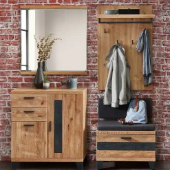 Wohnen Flurmöbel Set in Wildeiche - Elprisca (vierteilig)