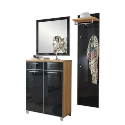 Wohnen Flurmöbel Set Lalaika in Anthrazit Glas beschichtet (dreiteilig)