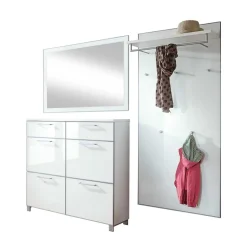 Flurmöbel Set Zoricano in Weiß Glas beschichtet (dreiteilig)^Wohnen