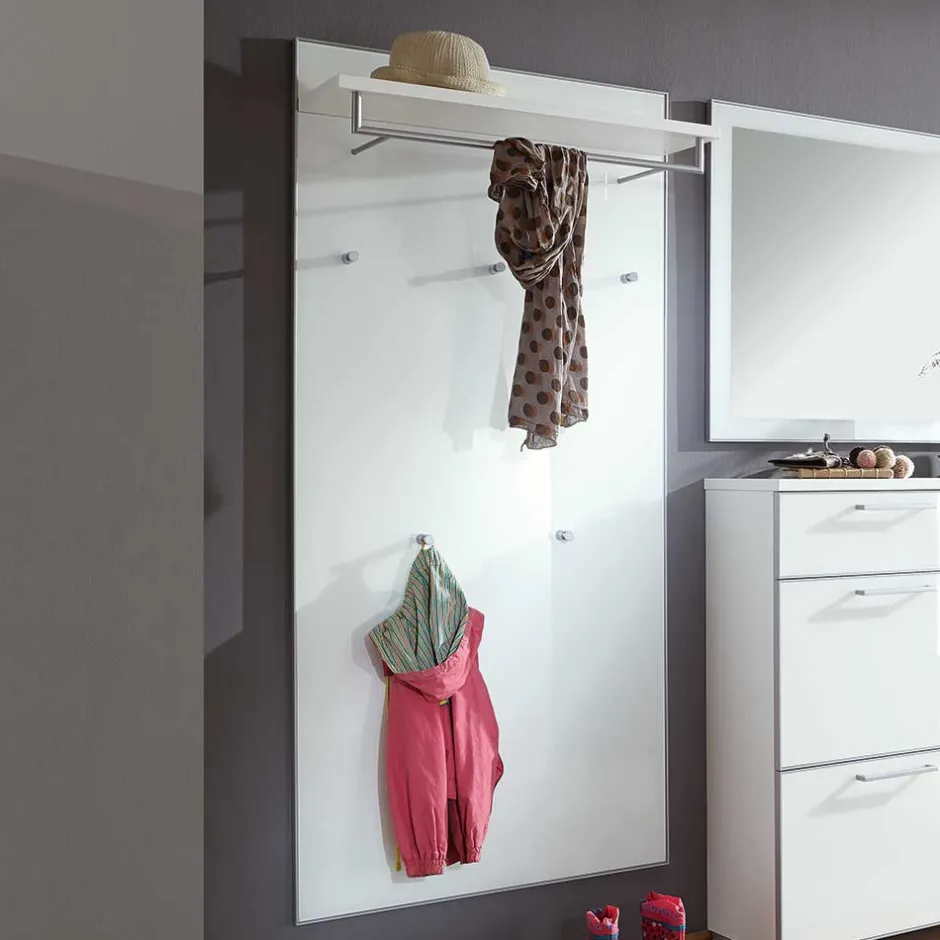 Flurmöbel Set Zoricano in Weiß Glas beschichtet (dreiteilig)^Wohnen