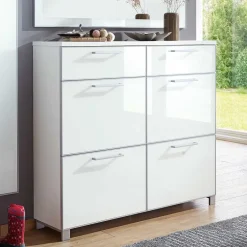 Flurmöbel Set Zoricano in Weiß Glas beschichtet (dreiteilig)^Wohnen