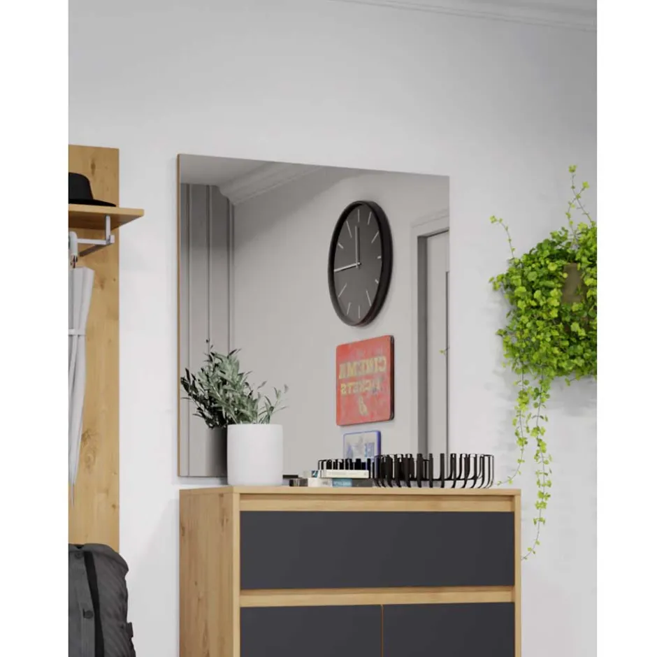 Flurspiegel rahmenlos mit Kante in Eiche Optik - Donzai^Wohnen Online