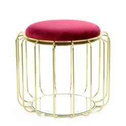 Wohnen Formschöner Hocker Tisch in Rot Samt - Loyadica