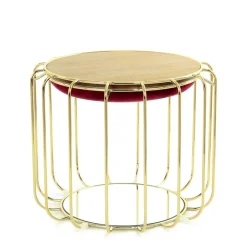 Wohnen Formschöner Hocker Tisch in Rot Samt - Loyadica