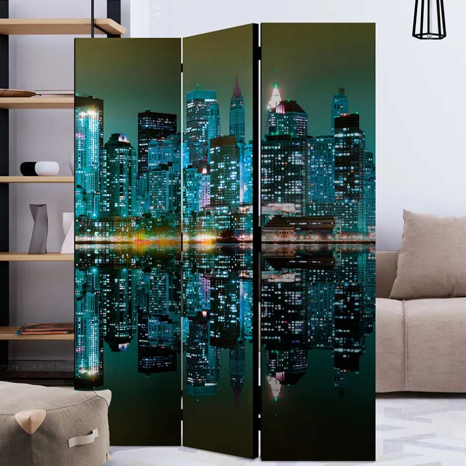 Foto Paravent mit Skyline New York bei Nacht - Salutare^Wohnen Clearance