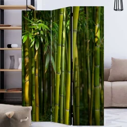 Wohnen Fotodruck Paravent Bambus Halme & Blätter - Lecodas
