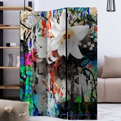 Fotodruck Paravent Graffiti & Lilien - Bergen^Wohnen Outlet