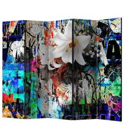 Fotodruck Paravent Graffiti & Lilien - Bergen^Wohnen Outlet