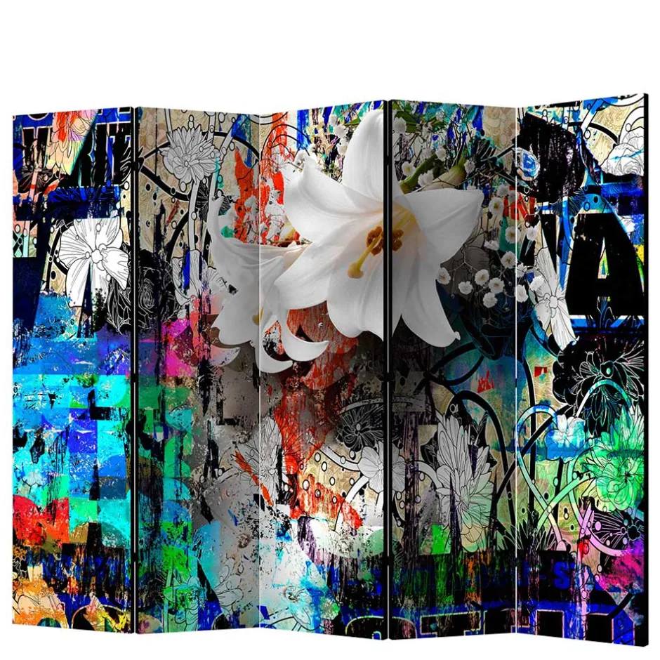 Fotodruck Paravent Graffiti & Lilien - Bergen^Wohnen Outlet