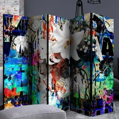 Fotodruck Paravent Graffiti & Lilien - Bergen^Wohnen Outlet