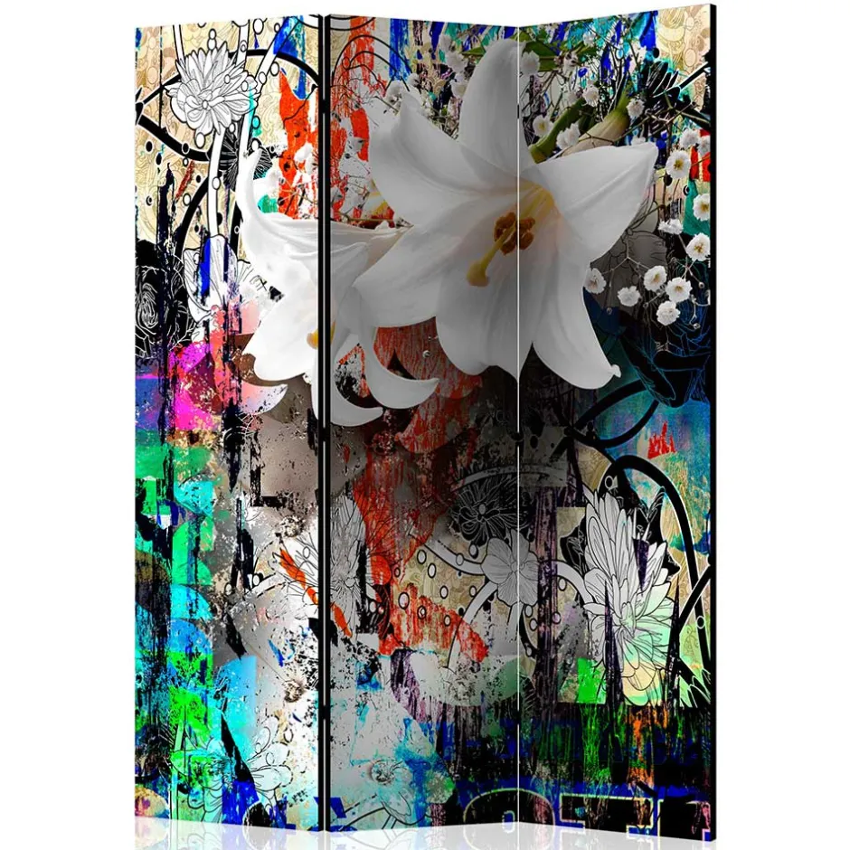 Fotodruck Paravent Graffiti & Lilien - Bergen^Wohnen Outlet