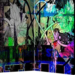 Fotodruck Paravent Graffiti & Lilien - Bergen^Wohnen Outlet