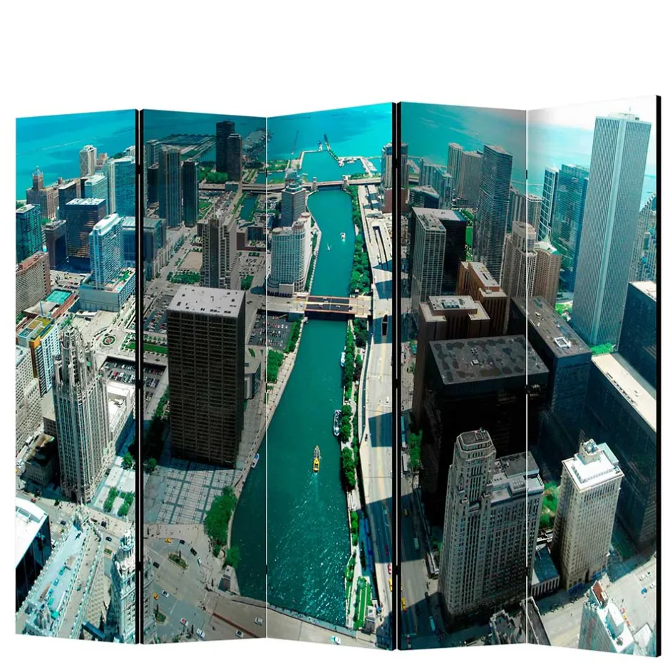 Wohnen Fotoprint Paravent Großstadt am Meer - Tselesto