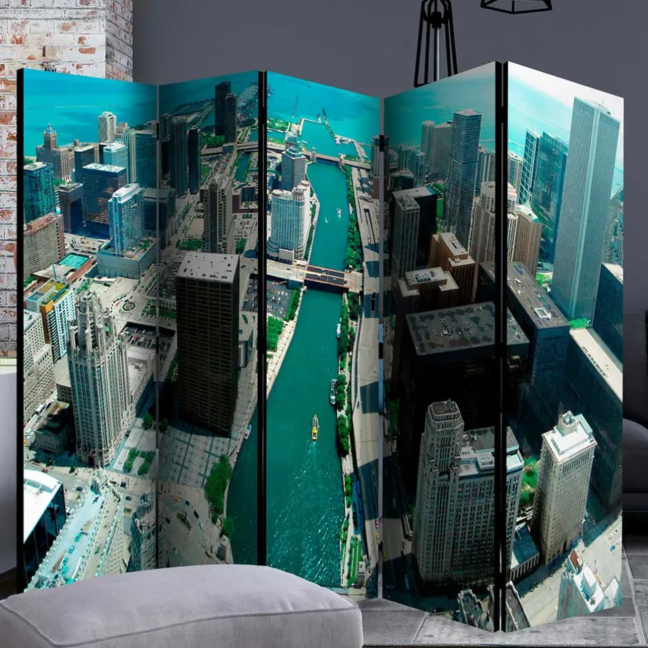 Wohnen Fotoprint Paravent Großstadt am Meer - Tselesto