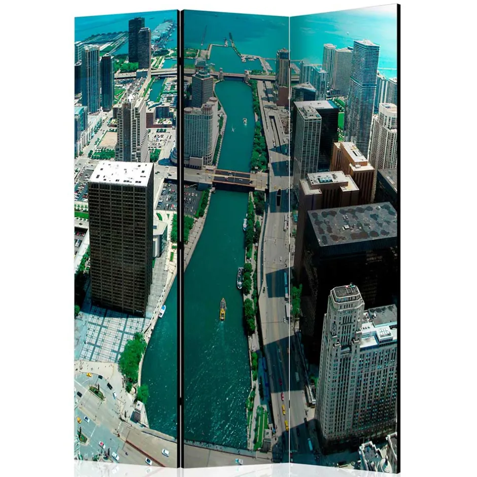 Wohnen Fotoprint Paravent Großstadt am Meer - Tselesto