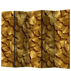 Fotoprint Trennwand mit Blättern in Goldfarben - Jimm^Wohnen Clearance