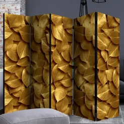 Fotoprint Trennwand mit Blättern in Goldfarben - Jimm^Wohnen Clearance