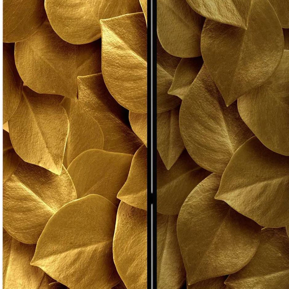 Fotoprint Trennwand mit Blättern in Goldfarben - Jimm^Wohnen Clearance