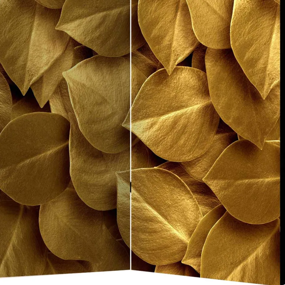 Fotoprint Trennwand mit Blättern in Goldfarben - Jimm^Wohnen Clearance