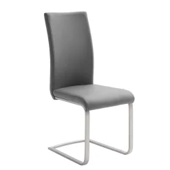 Wohnen Freischwinger in Kunstleder Grau Ramia mit Edelstahl (4er Set)