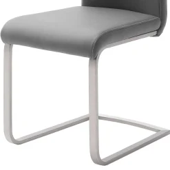 Wohnen Freischwinger in Kunstleder Grau Ramia mit Edelstahl (4er Set)