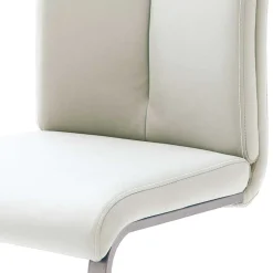 Wohnen Freischwinger mit aufgesetzten Kissen in Weiß Briston Kunstleder (4er Set)