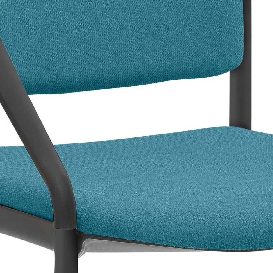 Freischwinger Stapelstuhl in Türkis Stoff - Alino^Wohnen