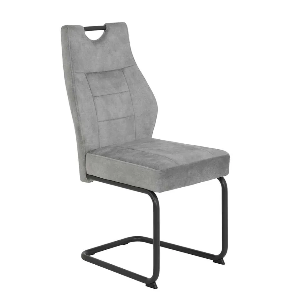 Freischwinger Stuhl in Silbergrau - Riakust (2er Set)^Wohnen Clearance