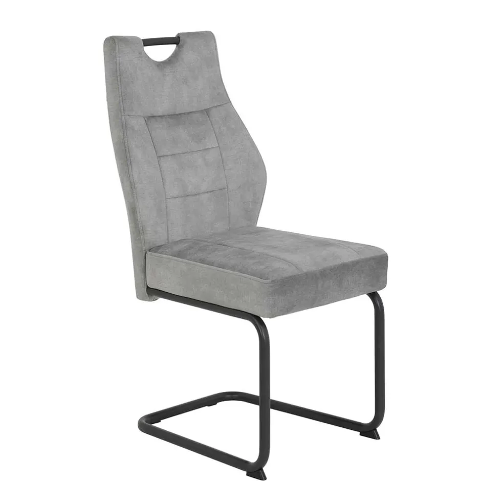 Freischwinger Stuhl in Silbergrau - Riakust (2er Set)^Wohnen Clearance