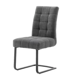 Wohnen Freischwingerstühle aus Chenille in Dunkelgrau - Hulmane (2er Set)