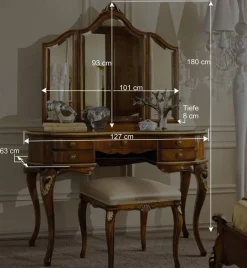 Wohnen Frisiertisch & Hocker im Italienischen Stil - Carlenna (zweiteilig)