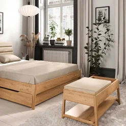 Wohnen Funktionelle Schlafzimmerbank aus Wildeiche - Laida