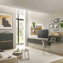 Wohnen Funktionelle Wohnwand Möbel - Ahilav (fünfteilig)