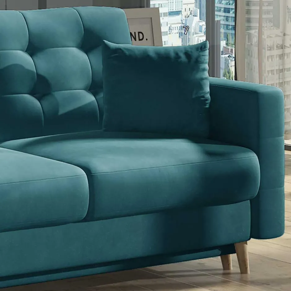 Funktionscouch in Petrol Blau Samt - Mingo^Wohnen Online