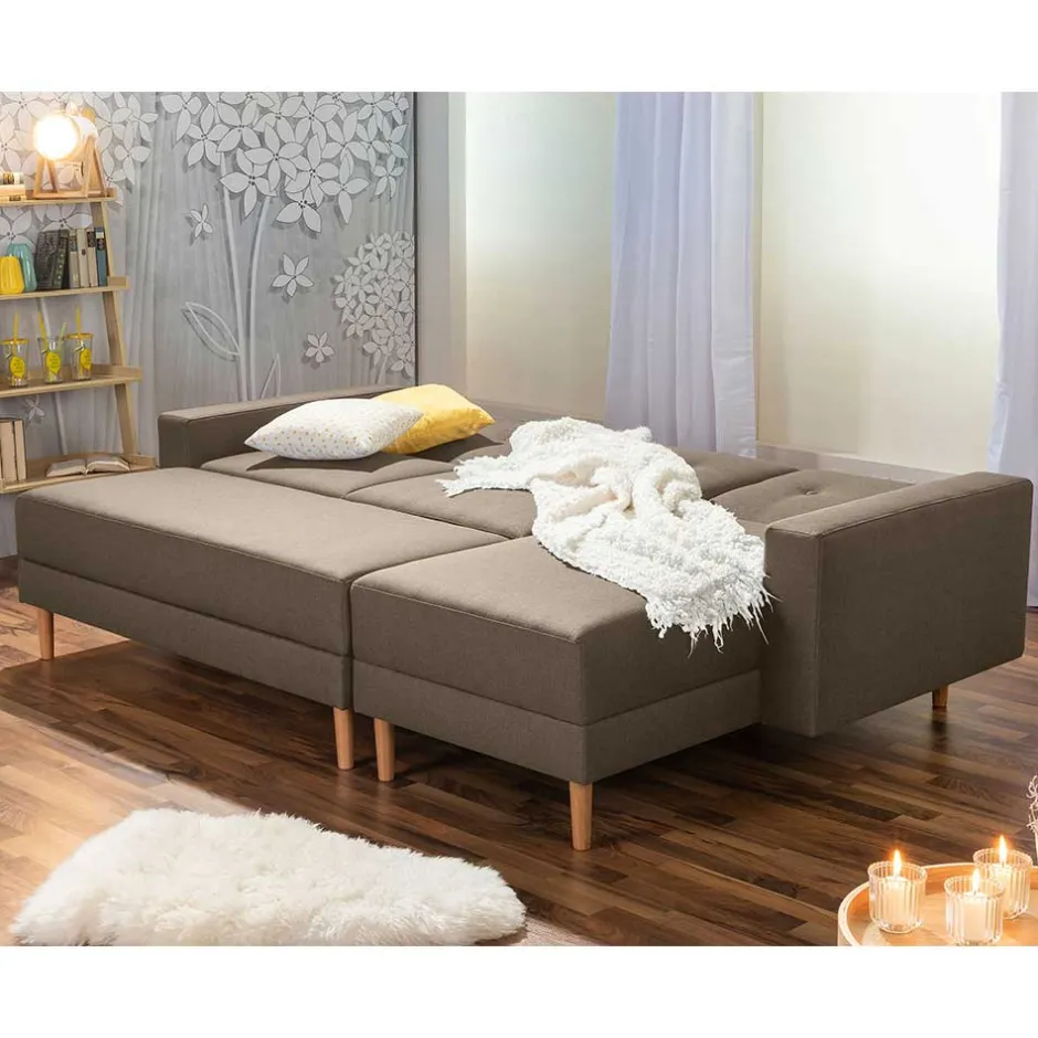 Wohnen Funktionsecke in Beigegrau mit Erle - Dwight (zweiteilig)