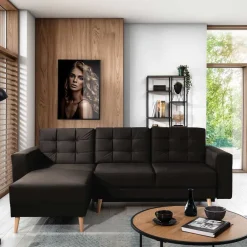 Funktionsecke in Dunkelbraun Samtstoff - Smento^Wohnen Best