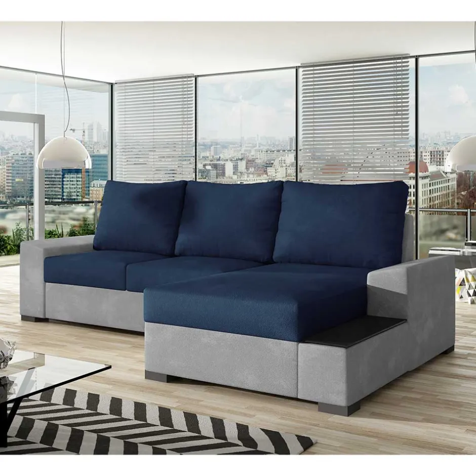 Funktionssofa in Dunkelblau und Hellgrau - Uminga^Wohnen Discount