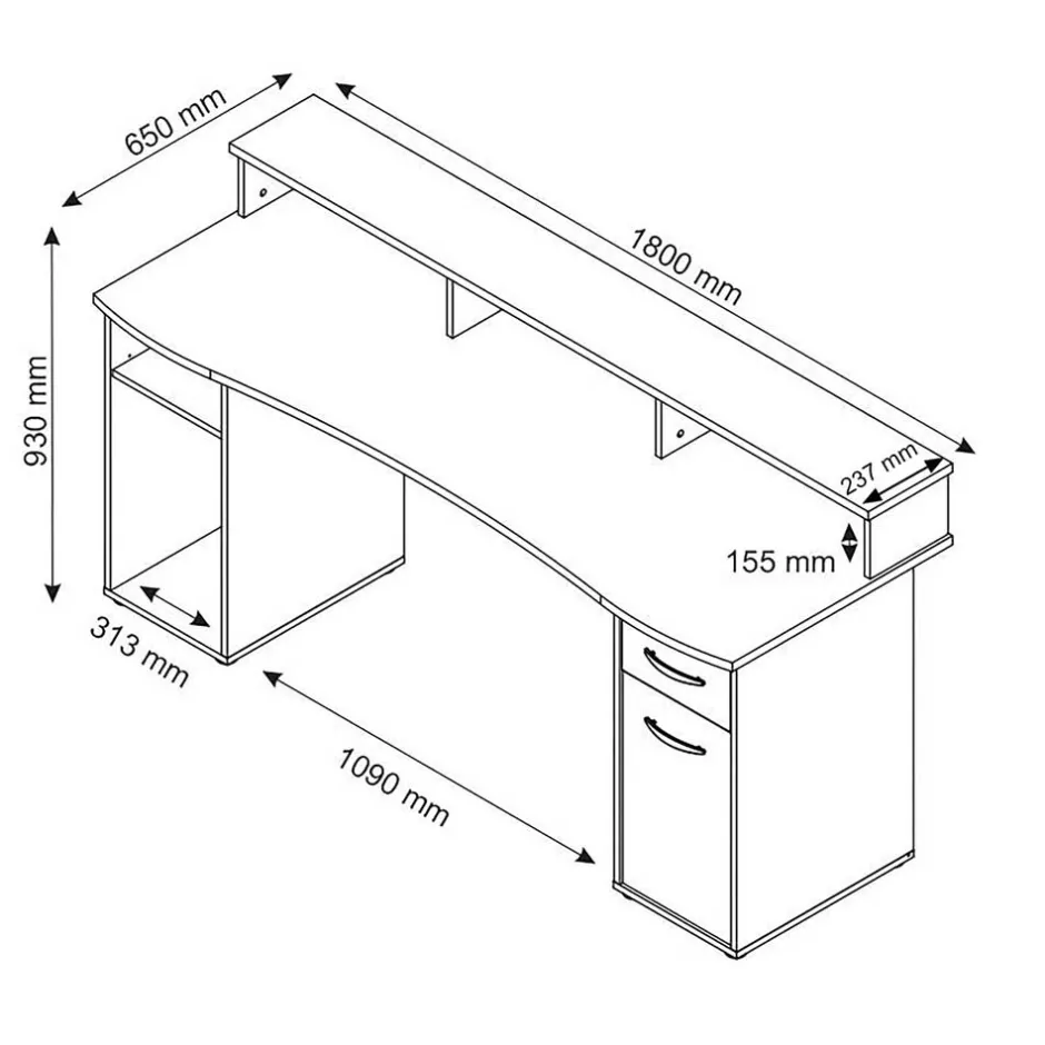 Wohnen Gaming Computer Schreibtisch in Anthrazit - Nikolan