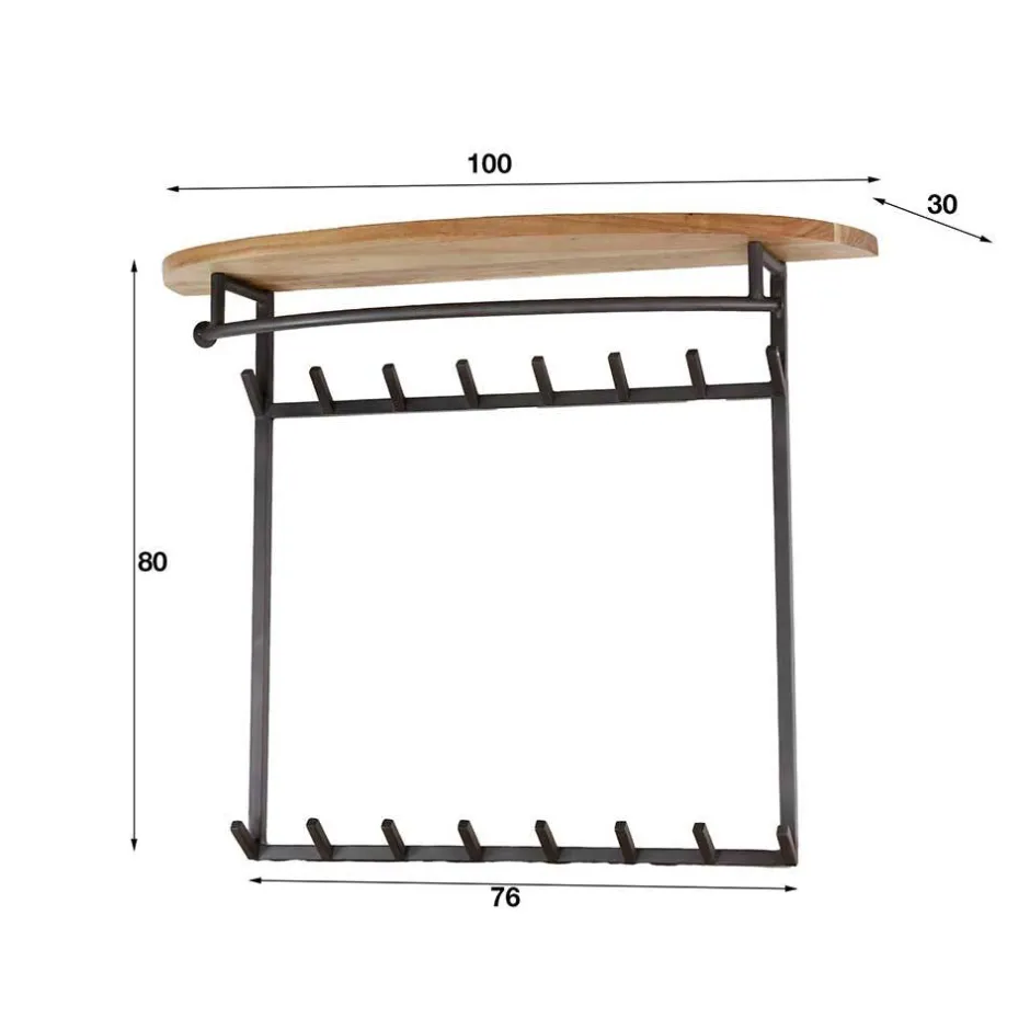Wohnen Garderobe mit 16 Haken und Stange - Drucana