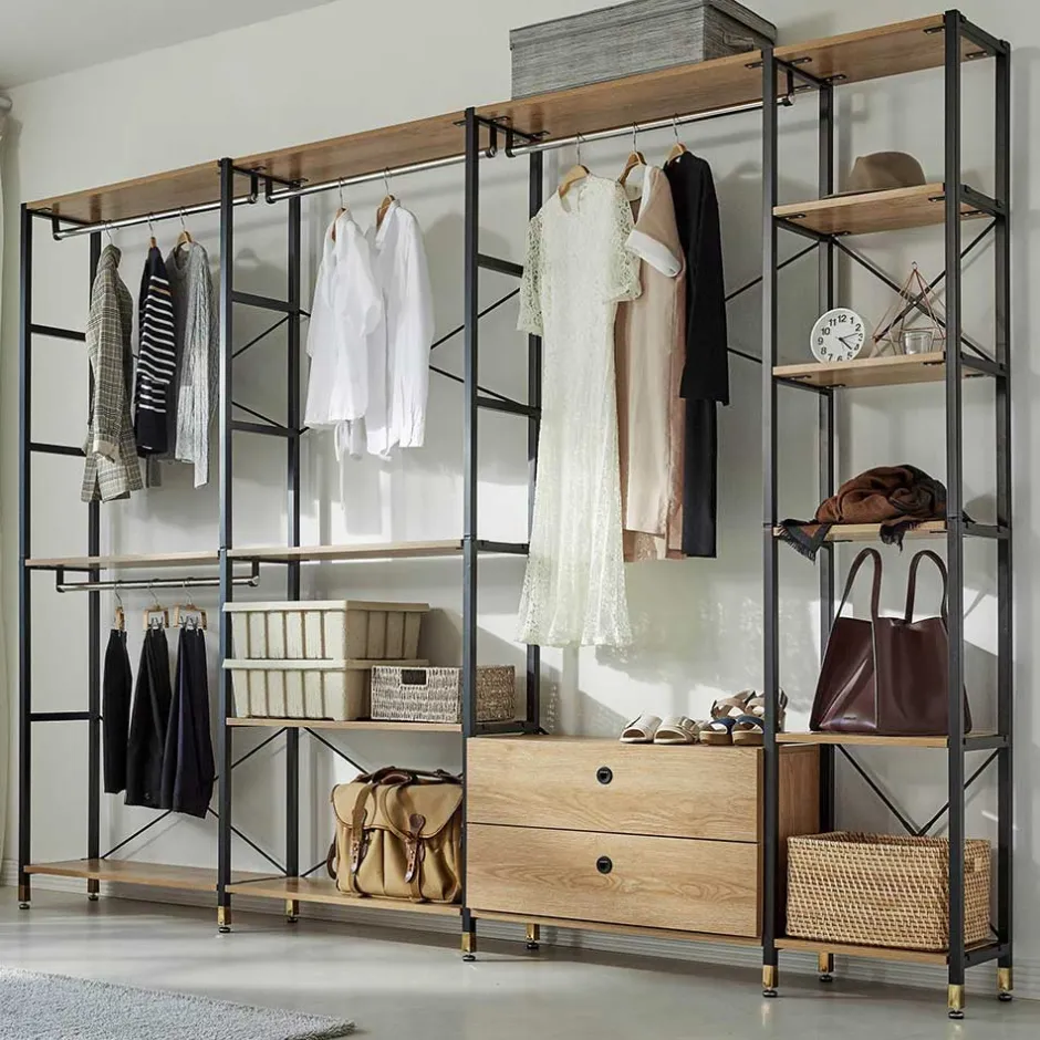 Garderobe Regal mit 7 Fächern & 4 Stangen - Alis^Wohnen Outlet