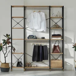 Wohnen Garderobe Regal mit 2 Stangen & 10 Fächern - Elisanne