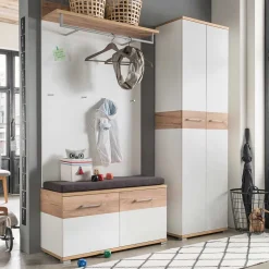 Garderoben Set in Weiß & Eiche - Vicanossa (dreiteilig)^Wohnen Discount