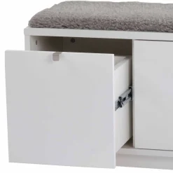 Wohnen Garderobenbank Gorfu in Weiß Grau