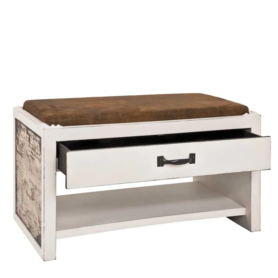Garderobenbank Oficina in Weiß Braun^Wohnen Clearance