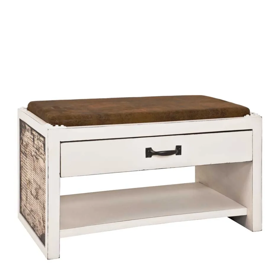 Garderobenbank Oficina in Weiß Braun^Wohnen Clearance