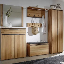 Garderobenkombination Leyrina aus Kernbuche Massivholz (sechsteilig)^Wohnen Discount