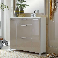 Garderobenkombination Srocca in Taupe Glas beschichtet (dreiteilig)^Wohnen Hot